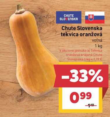 Tekvica oranžová krájaná Chute Slovenska 1 kg