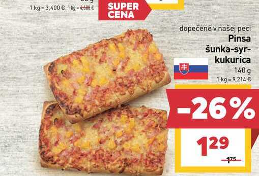 Pinsa šunka-syr- kukurica 140 g 