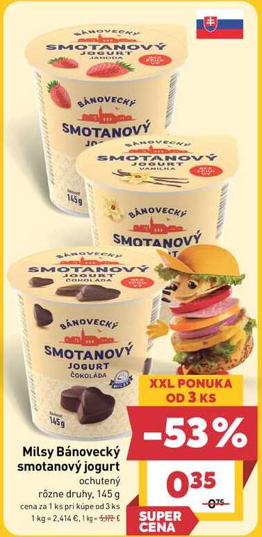 Milsy Bánovecký smotanový jogurt ochutený rôzne druhy, 145 g v akcii