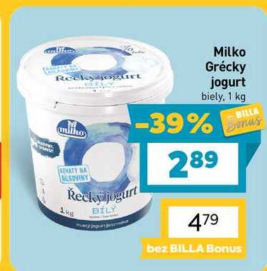 Milko Grécky jogurt biely, 1 kg v akcii