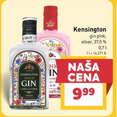 Kensington gin pink, silver, 37,5% 0,7 l v akcii