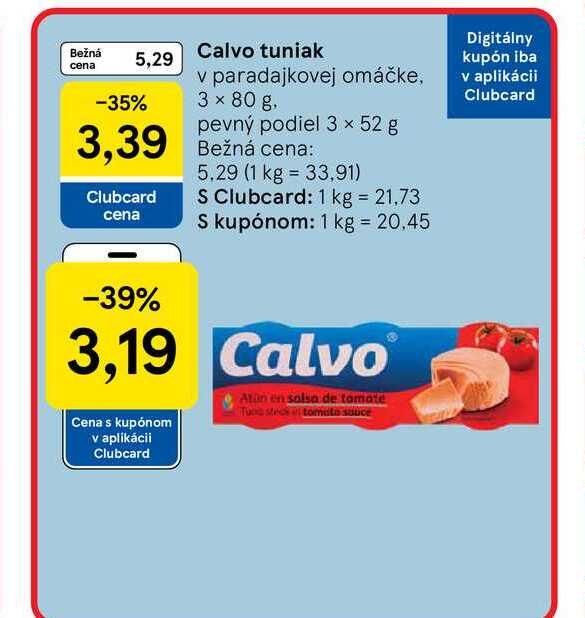 Calvo tuniak v paradajkovej omáčke 3 × 80 g