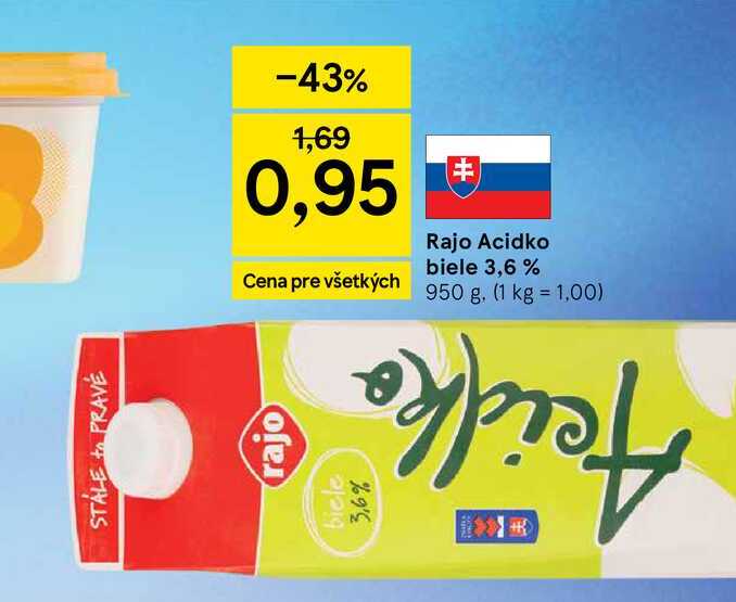 Rajo Acidko biele 3,6% 950g