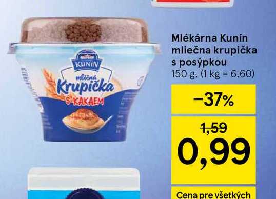 Mlékárna Kunín mliečna krupička s posýpkou 150 g