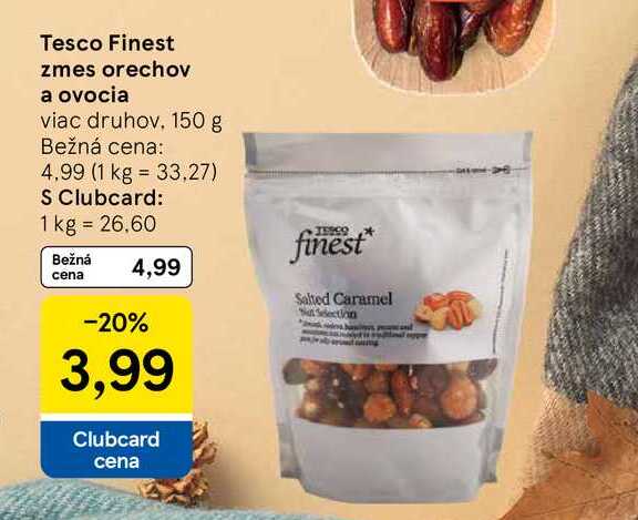Tesco Finest zmes orechov a ovocia viac druhov, 150 g