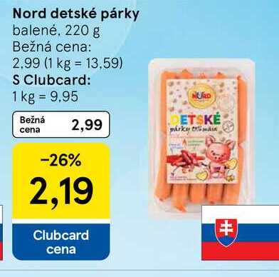 Nord detské párky balené, 220 g