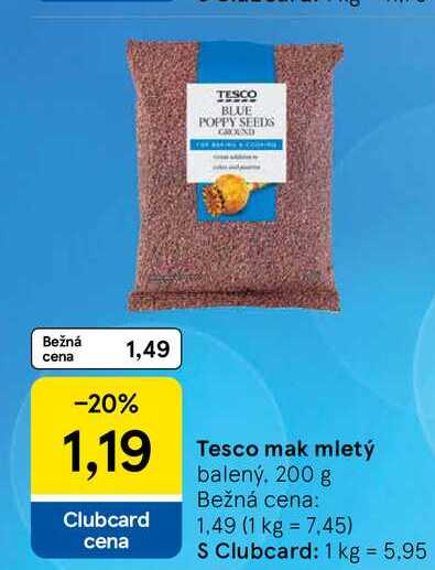 Tesco mak mletý balený 200 g