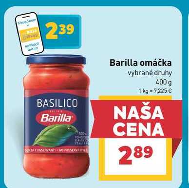 Barilla omáčka vybrané druhy 400 g 