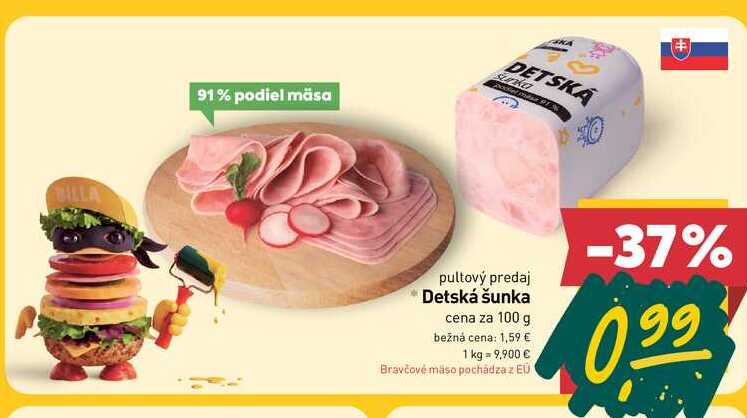 Detská šunka cena za 100 g 