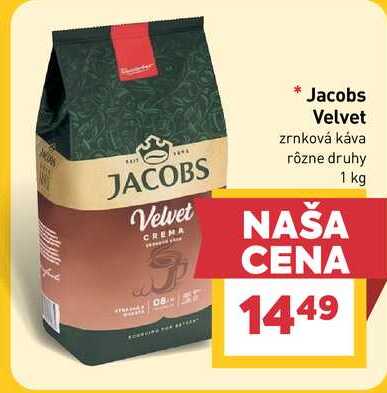 Jacobs Velvet zrnková káva 1 kg