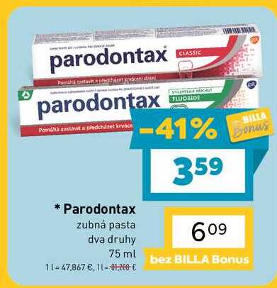 Parodontax zubná pasta dva druhy 75 ml